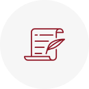 Icon of scroll and quill on white background.