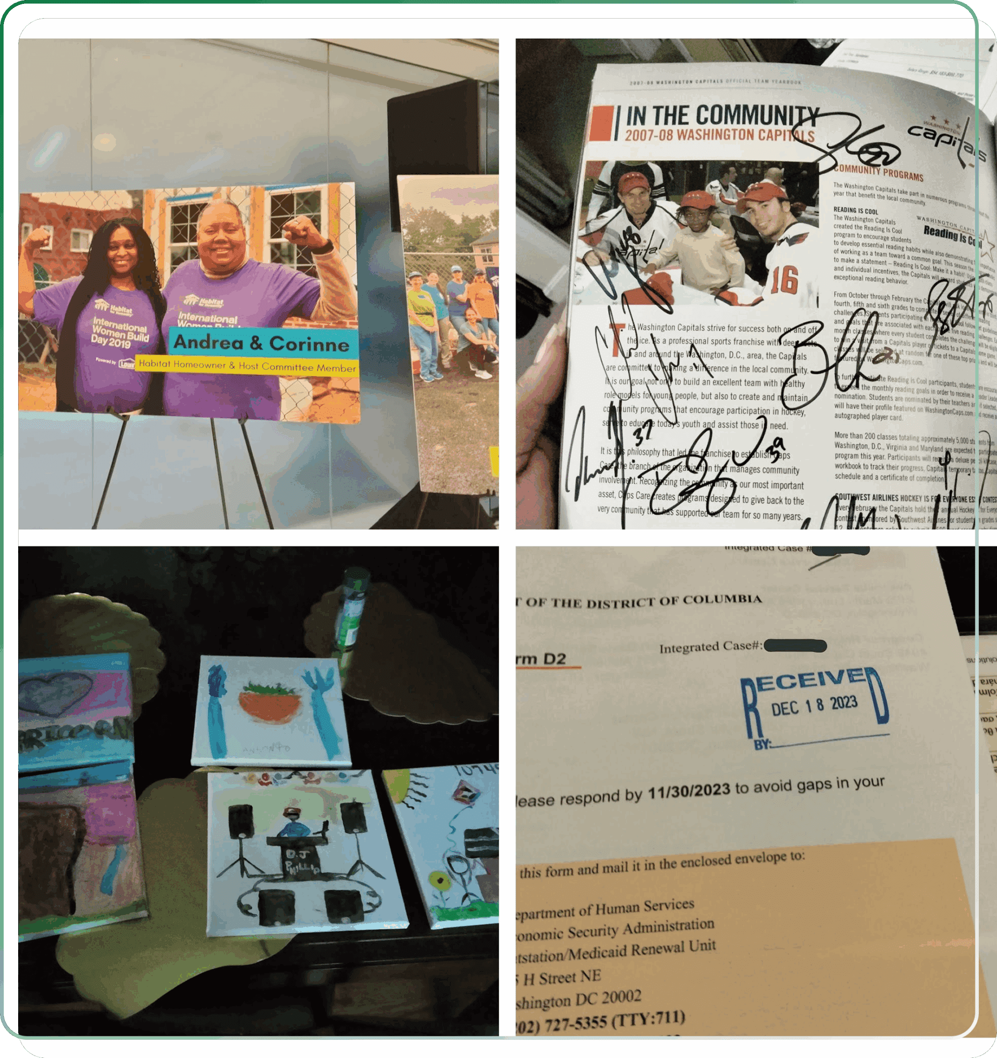 Collage of comic books, signed memorabilia, and related items.